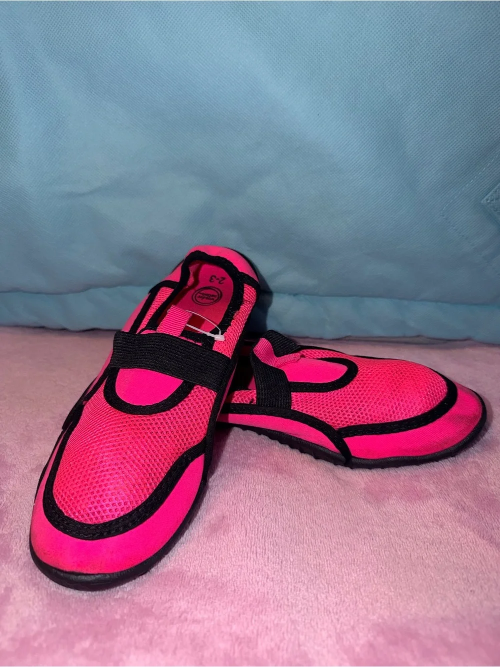 Hot Pink Slip-On Water Shoes with Black Trim